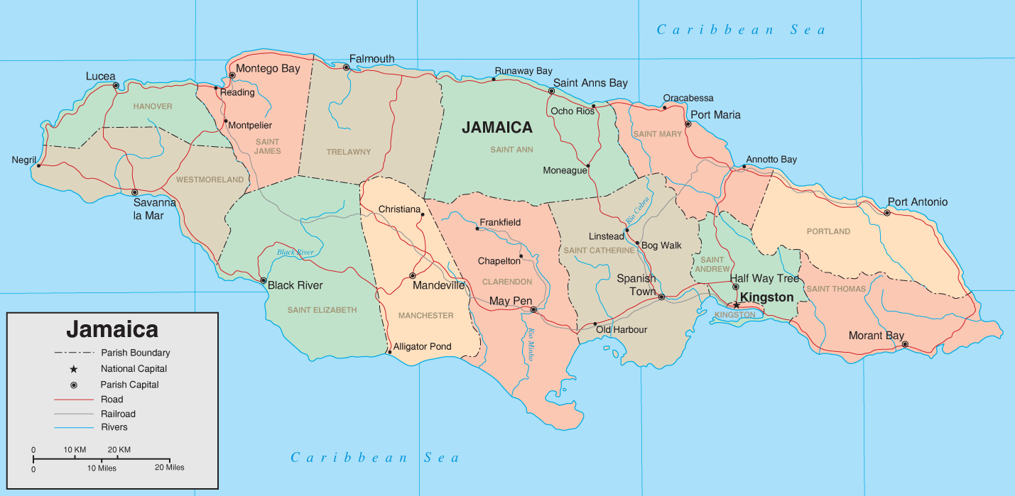 political map of jamaica